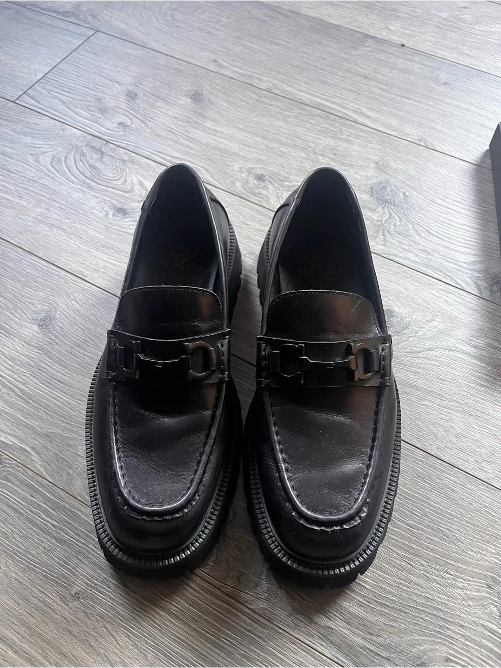 Men's Black Leather Slip-On Bit Loafers
